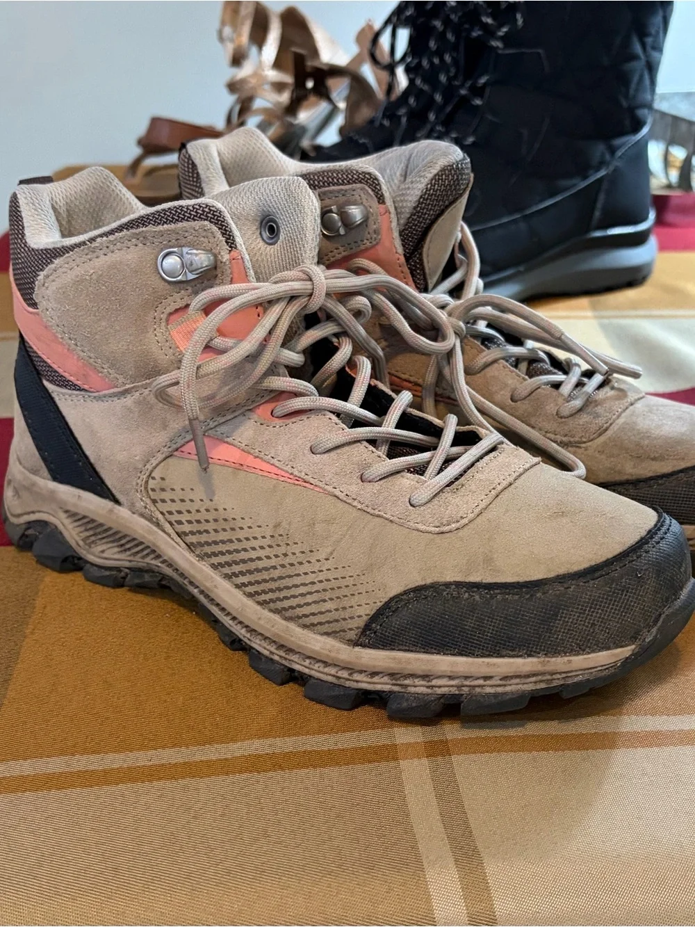 Eddie Bauer Beige and Pink Women's Hiking Boot